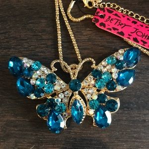 SALE Turquoise Rhinestone Betsy Johnson butterfly